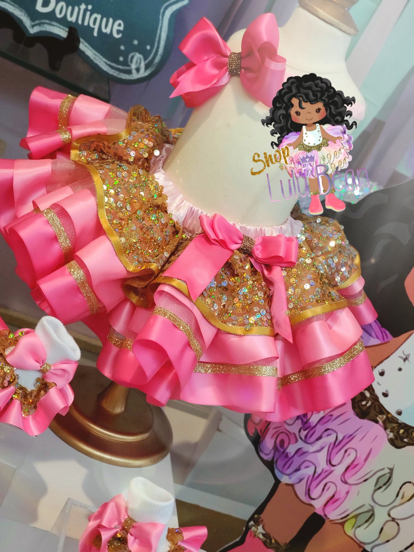 Pink & Gold Initial Tutu Set Pink & Gold Birthday Pink & Gold Dress