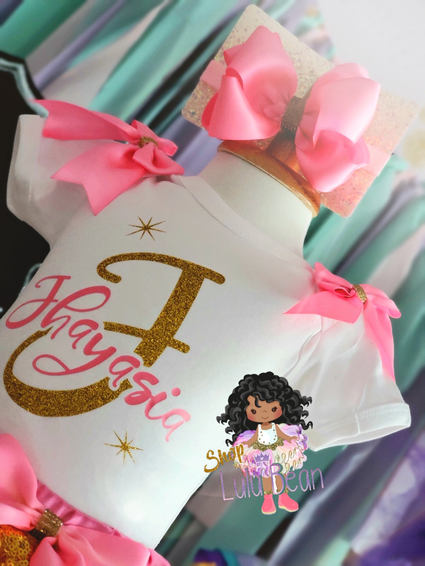 Pink & Gold Initial Tutu Set Pink & Gold Birthday Pink & Gold Dress