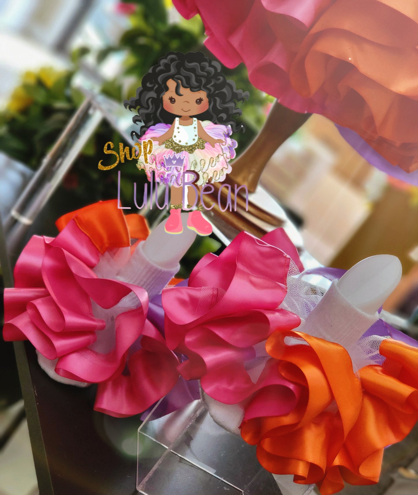 Ribbon Trim Satin "Ruffle Remix" Socks