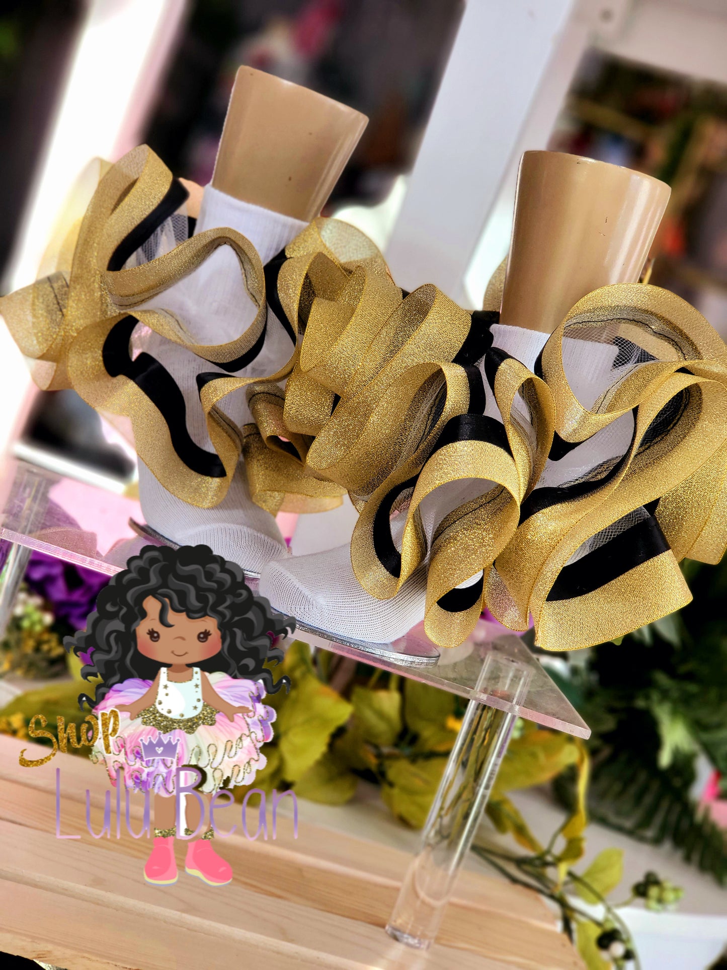 Ribbon Trim Satin "Ruffle Remix" Socks