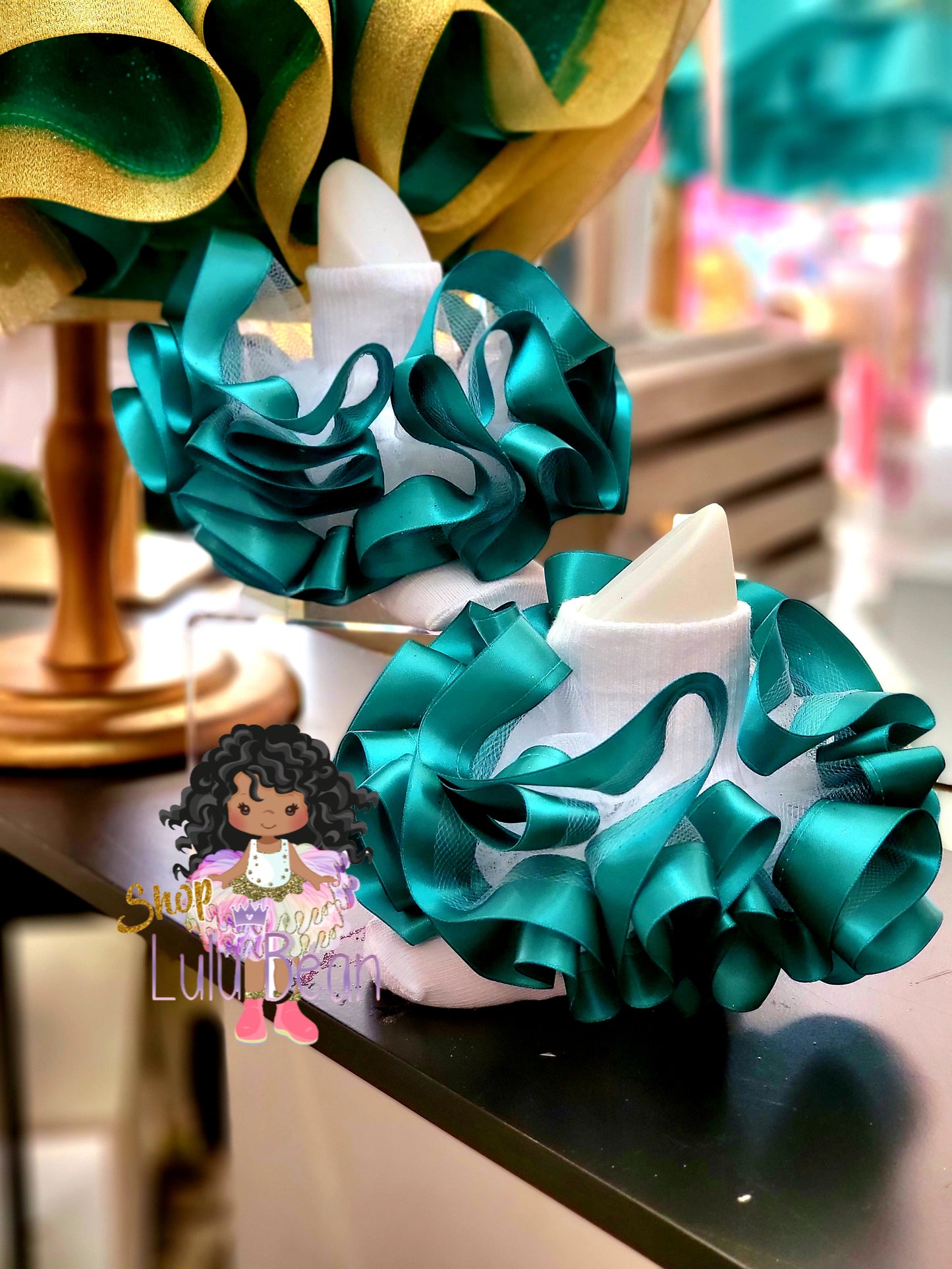 Ribbon Trim Satin "Ruffle Remix" Socks