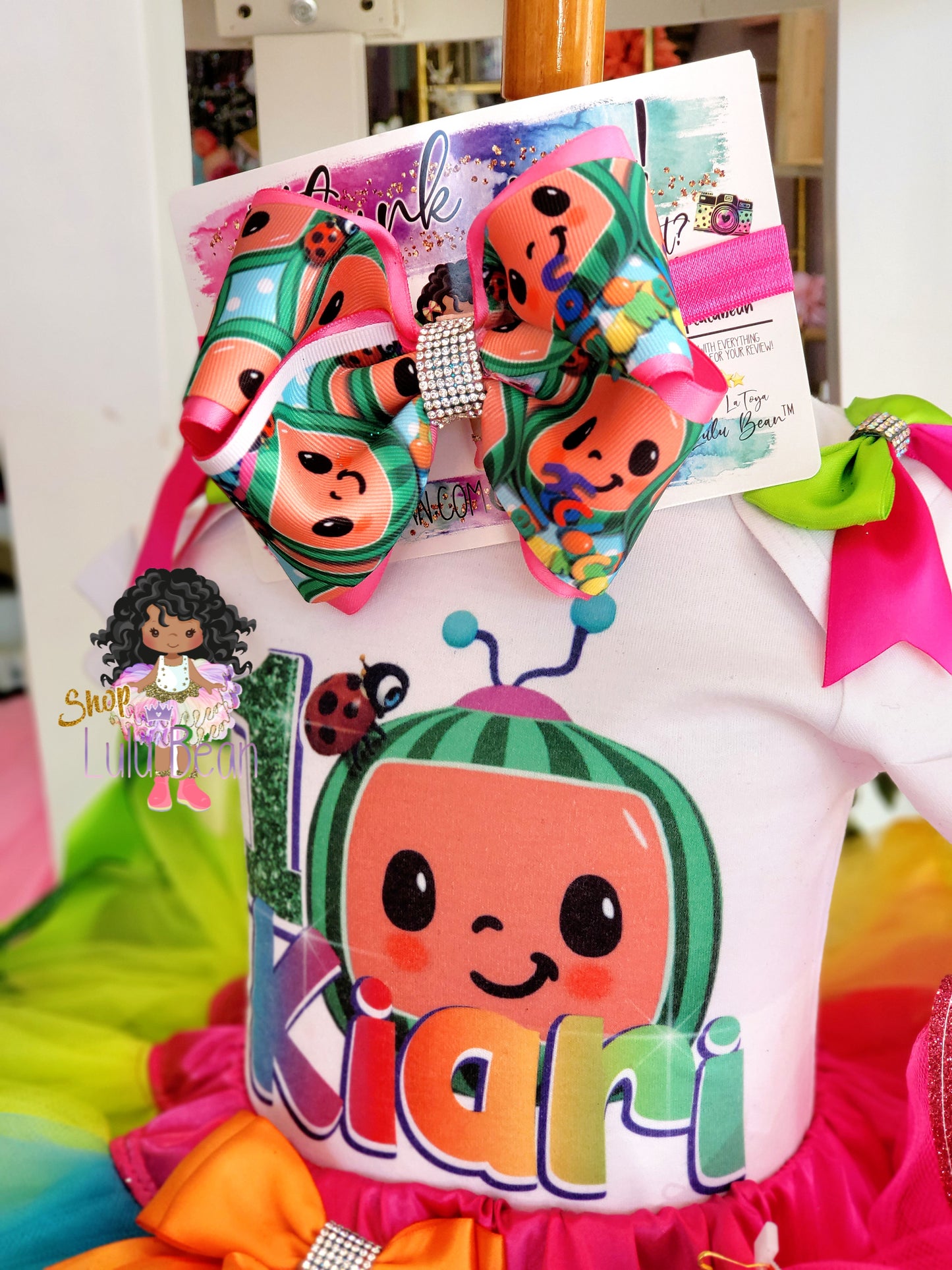 Inspired Coco melon Rainbow Block Tutu Set Inspired Coco melon Rainbow Block Birthday Dress Inspired Coco melon Rainbow Block Birthday