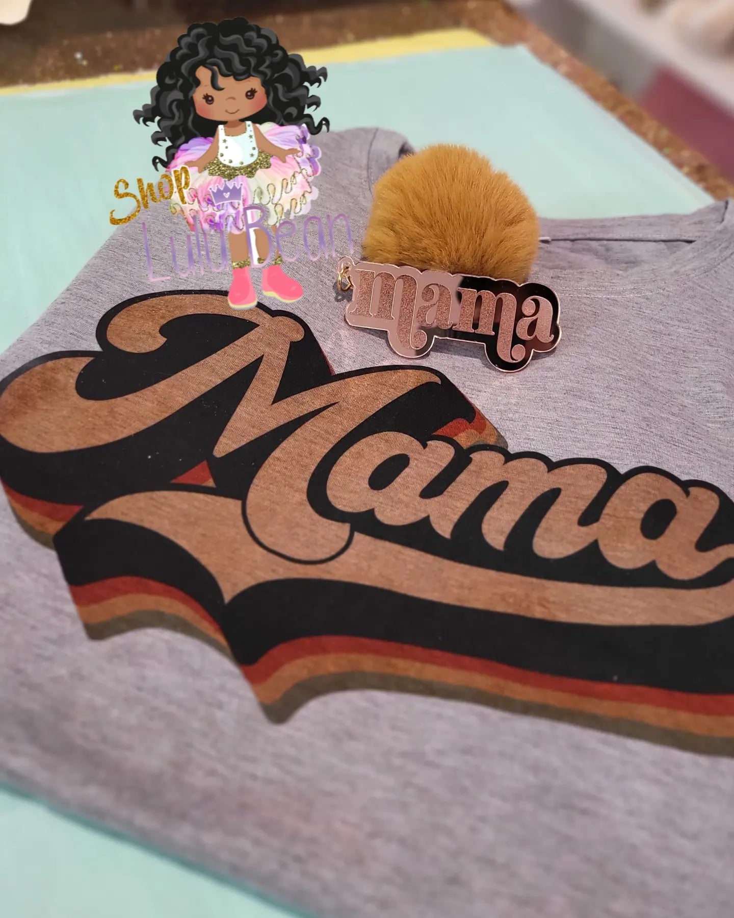 Mirror Rose Gold "Mama" Keychain