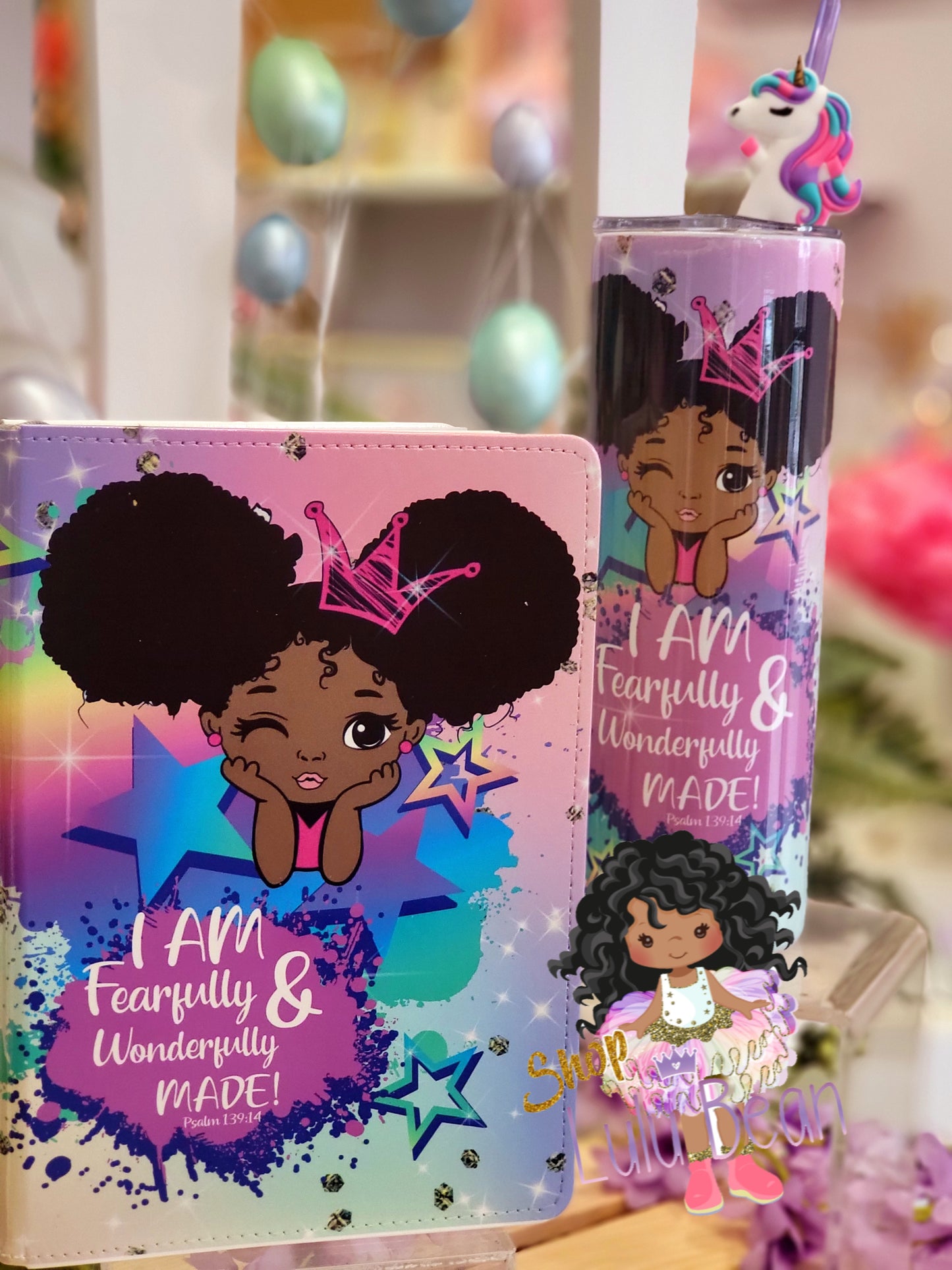 Afro Girl Affirmation Bundle Afro Girl Affirmation Set Afro Girl Affirmation Journal Tumbler Set