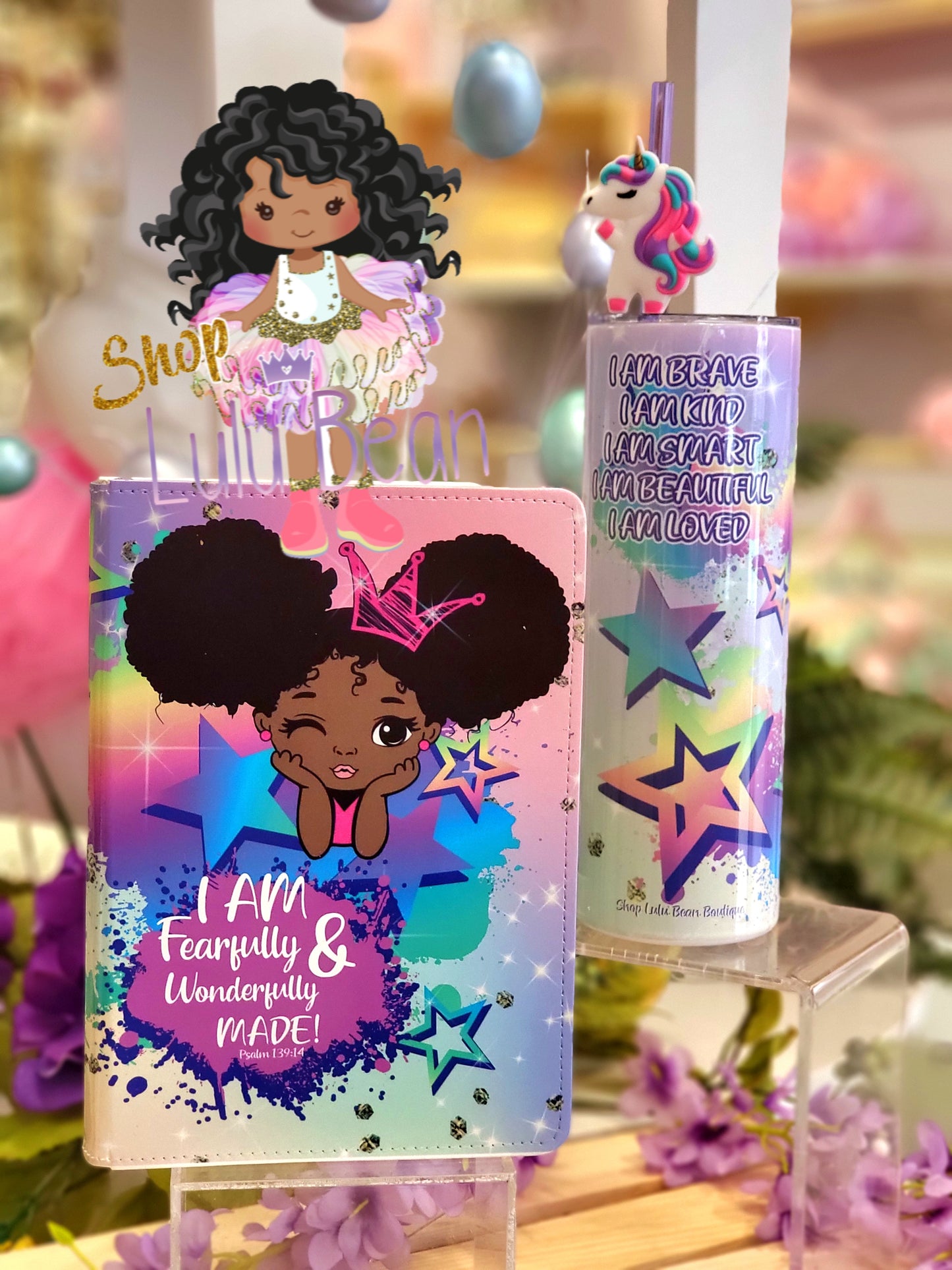 Afro Girl Affirmation Bundle Afro Girl Affirmation Set Afro Girl Affirmation Journal Tumbler Set