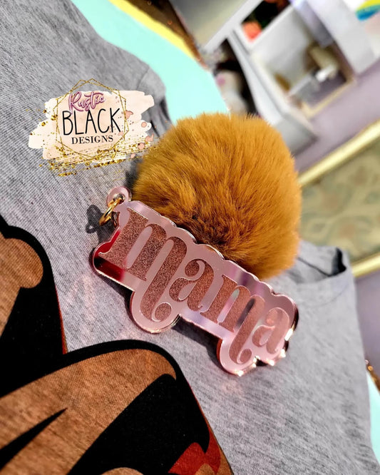 Mirror Rose Gold "Mama" Keychain